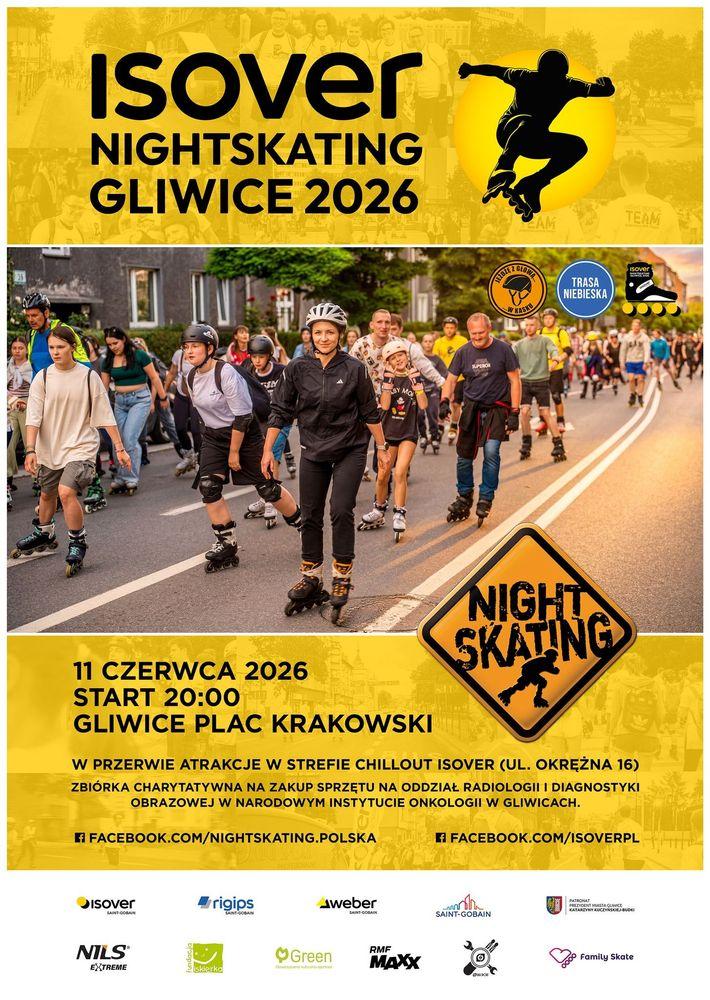 Wieczorno - nocny przejazd rolkarzy przez Gliwice. Czy pogoda może pokrzyżować im plany ;)